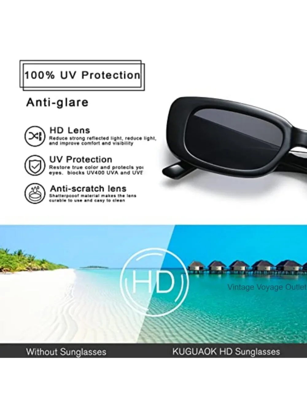Retro Rectangle Sunglasses Women Men Vintage Square UV Protection
